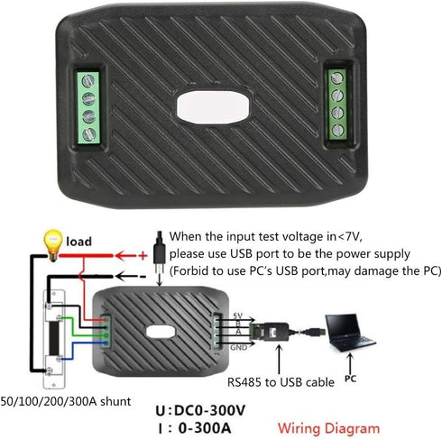 DC Communication Box, DC Current Voltage Power Energy Frequency Power Factor Communication Module Meter with RS485 USB Interface, High Precision Ammeter Voltmeter Multimeter(50A) by RBSD