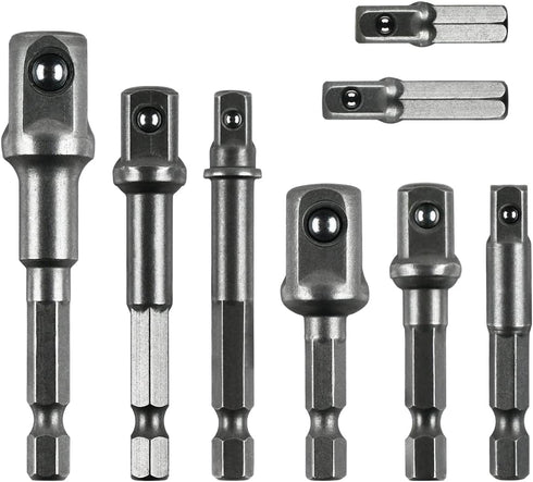 8 Pcs Drill Bit Adapter Set, Impact Grade Socket Adapter for Screwdriver, Cordless Drill