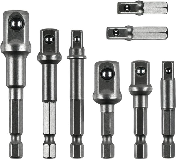 8 Pcs Drill Bit Adapter Set, Impact Grade Socket Adapter for Screwdriver, Cordless Drill