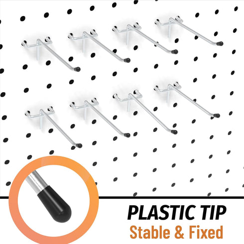 HUHOLE Pegboard Hooks 2 Inch, 100PC, Fit 1/4" or 1/8" Pegboard, Ideal Utility Hooks for Garage Organization