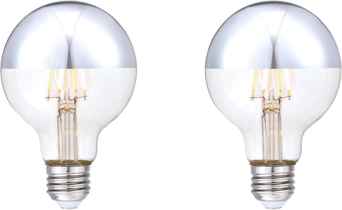 Westinghouse 51691EC2 4.5 Watt G25 Dimmable Half Chrome Filament LED Light Bulb, E26 Medium Base, 2 Pack