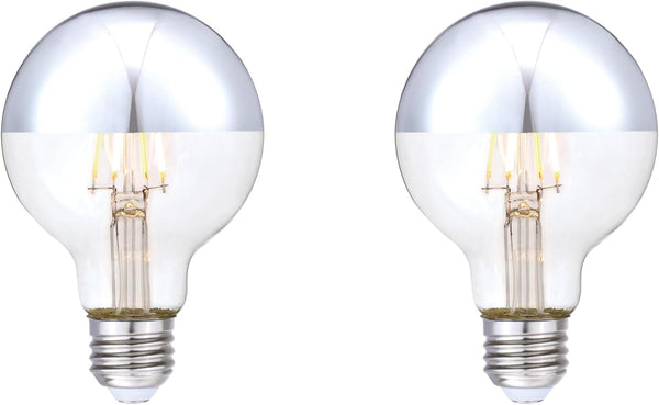 Westinghouse 51691EC2 4.5 Watt G25 Dimmable Half Chrome Filament LED Light Bulb, E26 Medium Base, 2 Pack