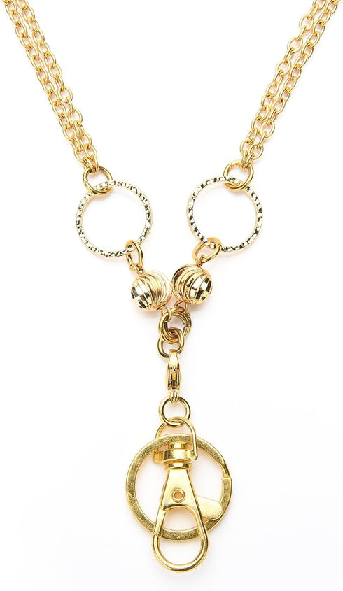 Gold Chain Neck Lanyard for ID Badge - Badge Holder for Teachers, Nurses, and Office Ladies