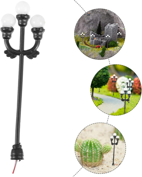 3 Pcs Street Light Model Mini Trains Landscape Lamp Model Outdoor Christmas Decorations Outdoor Lantern Miniature