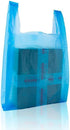 LazyMe Plastic Grocery T Shirt Bags with Handles, 12 x 20 Inch, Blue, 50 Pcs for Shopping and Restaurant