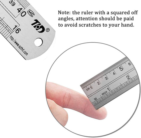 ZZTX 16 Inch Metal Straight Edge Ruler Set - Stainless Steel Ruler Bulk 1 Pack