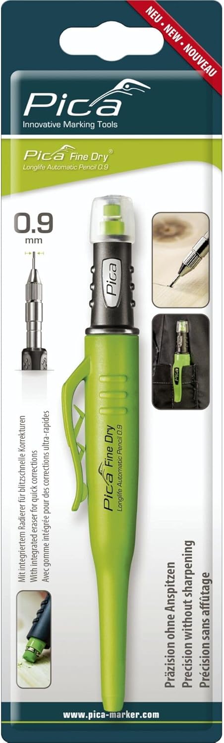Pica Fine Dry Long-life 0.9mm Automatic Pencil for Precision Marking, Made in Germany