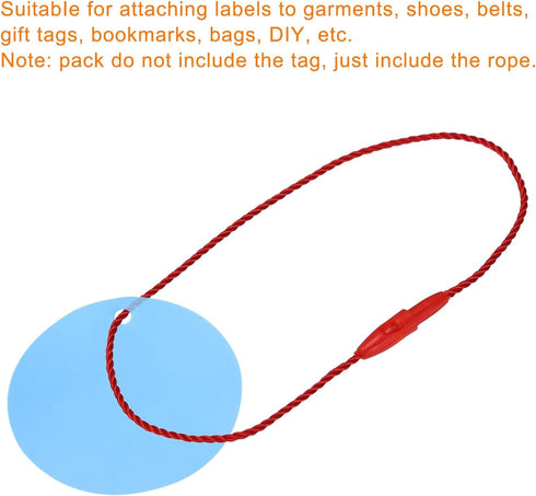 MECCANIXITY Polyester Rope Hang Tag String, Snap Lock Pins Loop Price Tag Fastener Plastic Tags, Pack of 100