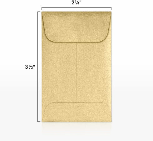 LUXPaper #1 Coin Envelopes | 50 Qty | 2 1/4" x 3 1/2" | Blonde Metallic | 80lb. Text