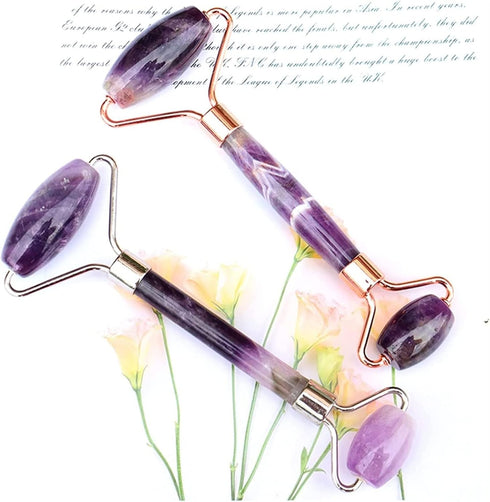 MUOBSBJRX Set 1 Amethyst Rough Stone Face Care Massage Tool Amethyst Roller Gua Sha Massage Natural Crystal Jade