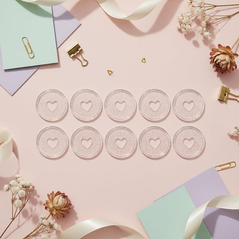 Cauaoa 10 24mm Pcs Heart Binder Rings Loose Leaf Binder Ring,Plastic for Index Cards,Flashcard Discs Binding Discbound