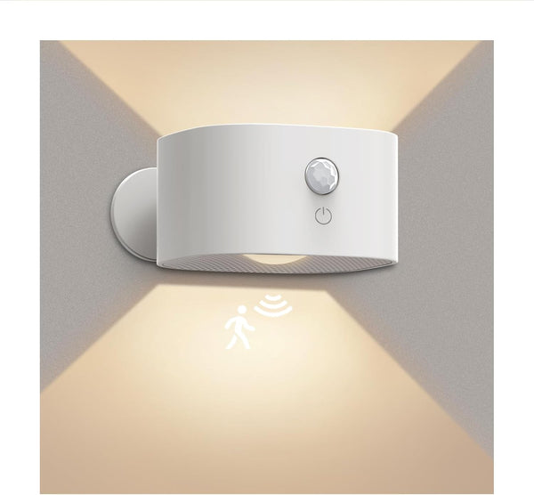 Deyagoo Motion Sensor Wall Light Indoor, Battery Operated Sconce 360Rotate, Rechargeable Cordless Night