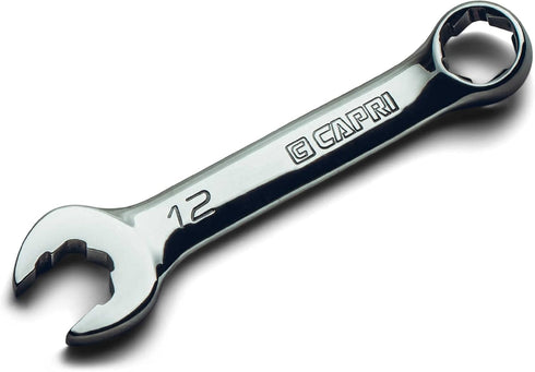 Capri Tools 12 mm WaveDrive Pro Stubby Combination Wrench for Regular and Rounded Bolts