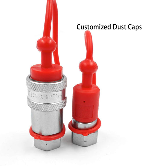 1/4" NPT Thread ISO A Hydraulic Quick Connect Coupling Coupler with Dust Caps