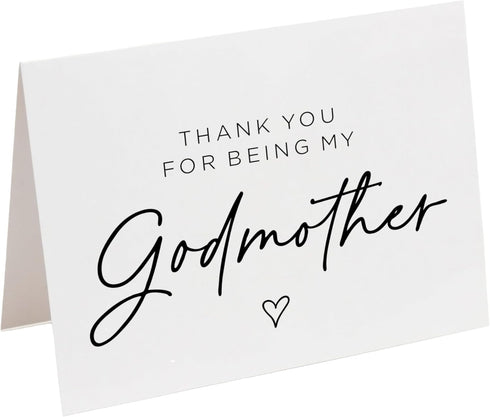 palmpaperie Thank you card for Godmother. Godparent gift keepsake. Baptism. Elegant. With Envelope.