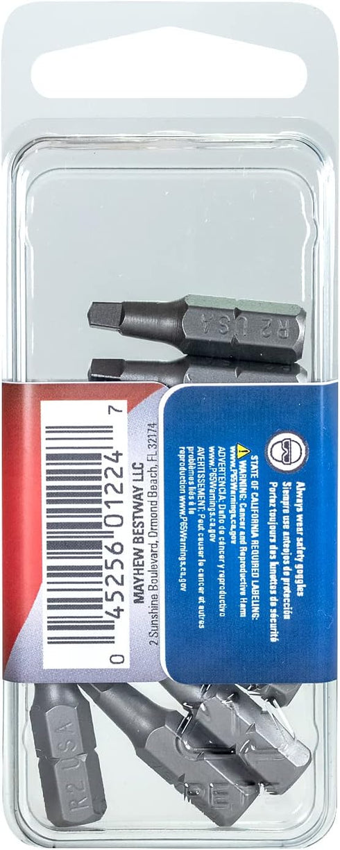 Mayhew Tools 19603-4 Square Recess Power Bit, NO. 3 x 2", 4-Pack