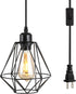 Laihezz Black Metal Plug in Pendant Light, Hanging Light Fixture with Plug in