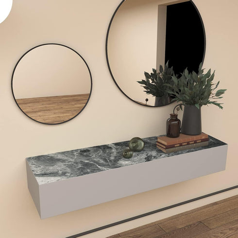 Grey Marble Textured Wallpaper, Peel and Stick Gray Granite Contact Paper, 16x79 inch Waterproof Vinyl for Kitchen