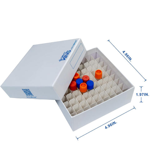 2 Inch Height 81well Freezer Boxes, Superior Cardboard Vial Storage, White, 5 Pcs/Pack
