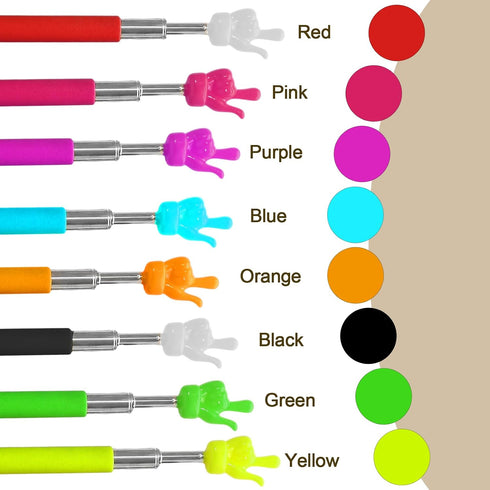 Hitefu 8 (8 Pcs Extendable Finger Pointer Stick, Telescopic Teachers Pointer, Retractable Hand Stick for Classroom