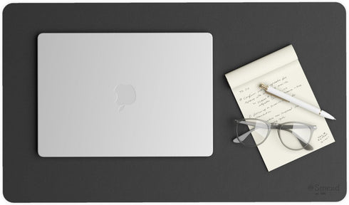 Smead Charcoal Desk Pad, Vegan Leather Mat with Non-Slip Faux Suede Backing, Perfect Desk Organizer for Office Decor
