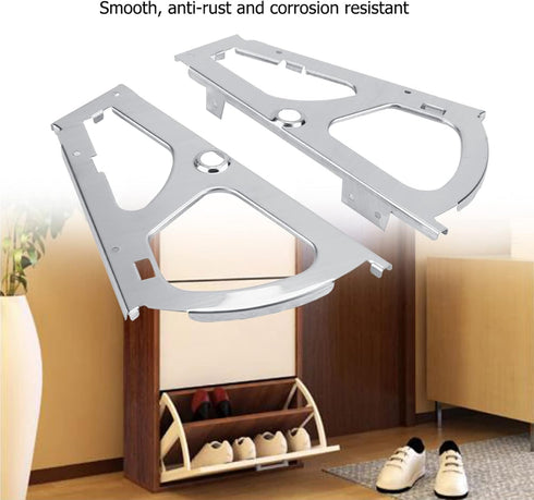 2Pcs (1 TOPINCN Shoes Drawer Cabinet Hinges, Stainless Steel Shoe Rack Hinges Frames Shoes Drawer Cabinet Hinges Turing