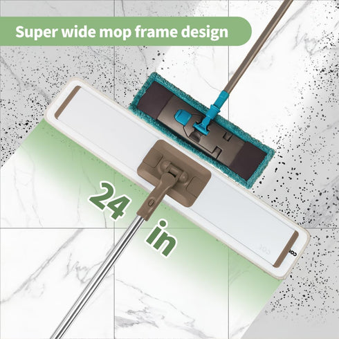 Commercial 24" Inch 4 (PT14 CQT Flat Microfiber Floor Mop Cleaning System Wet Dry and Dust Hardwood with Washable Pads