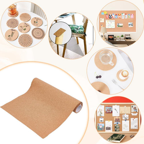 BENECREAT 2mm Thick Adhesive Cork Roll Liner, 12x24 Inch Insulation Cork Roll for Bulletin Board and Wall Decors