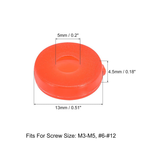 uxcell 100Pcs 5mm Hinged Screw Cover Caps Plastic Fold Screw Snap Covers Washer Flip Screw Protection Cover for M3 M4 M5 Screws, Red
