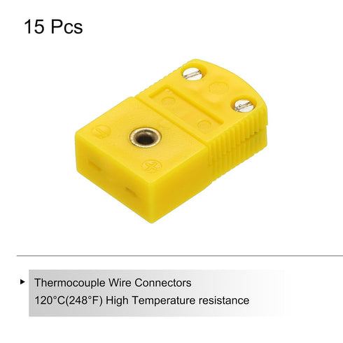 MECCANIXITY K Type Thermocouple Wire Connectors Female Plug Adapter High Temperature 120°C (15pcs)