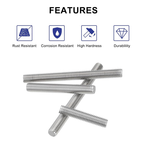 uxcell M3 x 150mm 0.5mm Pitch 304 Stainless Steel Fully Threaded Rods Fasteners (Pack of 10)