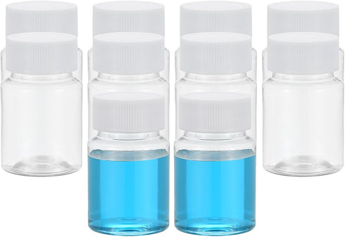 PATIKIL 10 Pcs 50ml Reagent Bottles, Transparent PET Wide Mouth Round Bottles with Screw Cap for Lab Liquid Storage