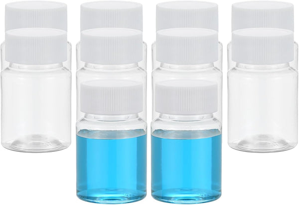 PATIKIL 10 Pcs 50ml Reagent Bottles, Transparent PET Wide Mouth Round Bottles with Screw Cap for Lab Liquid Storage