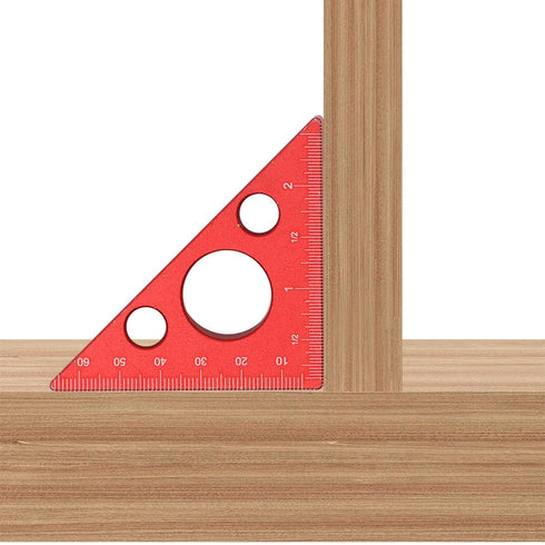 Aluminum 45/90 Degree Layout Triangle Ruler, Thickened Measuring Tool with Imperial and Metric Scales for Woodworking