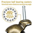 2 Inch Swivel Stem Ball Caster Wheels, Set of 4, Solid Brass for Furniture, Desk, Chair