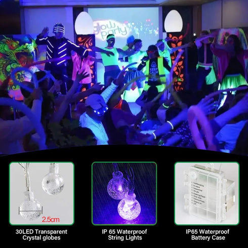 15FT 30 OMIKA LED Black Light Battery Operated, UV Black Christmas Lights String, Twinkle Fairy Lights with Remote