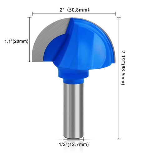 2" 1/2 Inch 2-Flute ASNOMY Cutting Diameter Core Box Router Bit, Shank Round Nose Cove Box Router Bits - Solid Carbide