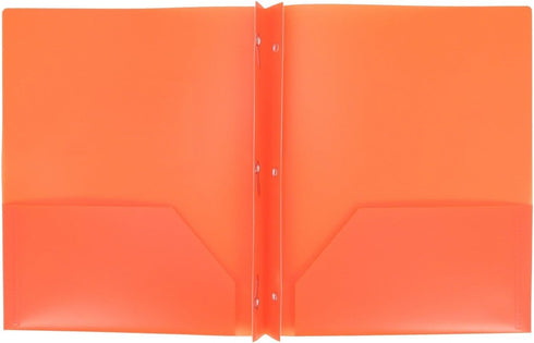 Plastic Folder with Prongs, 2 Pocket - Orange