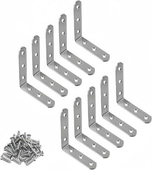 Fjxxxn 10 Pack 4x4 Inch Shelf Brackets - Stainless SteelHeavy Duty L Brackets