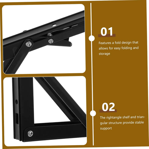2pcs ULTECHNOVO Stainless Steel Folding Shelf Bracket Wall-Mounted Triangle Hinge for Table Bench Storage Rack