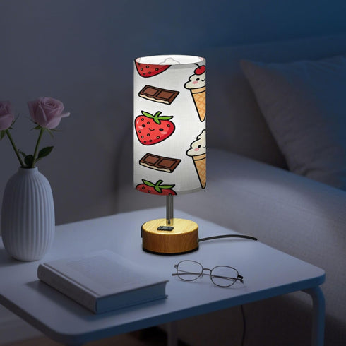 MOOCG Summer 3 Dimmable Ice Cream Touch Control Table Lamp with Fabric Shade, Color Temperatures LED Desk Lamp, Eye