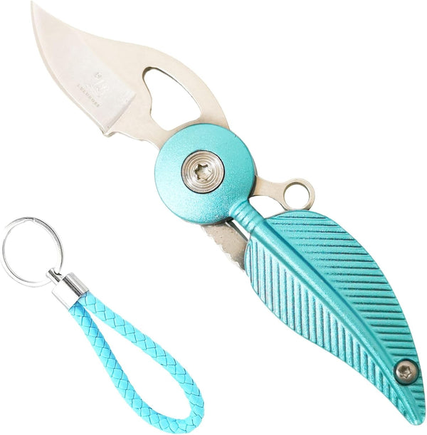 Pocket Knives & Folding Knives, Mini EDC Knife for Women, Small Pocket Knife with Chain, Cool Gadgets (Blue)