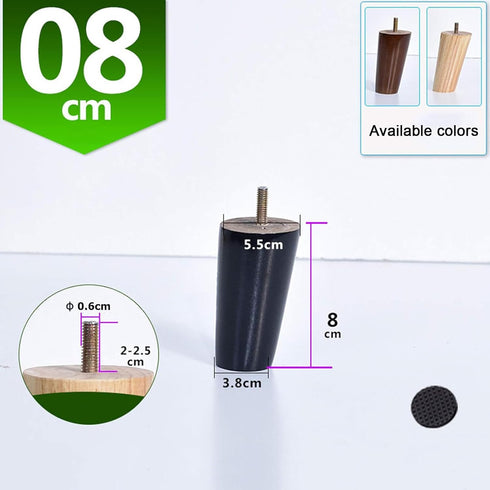 ZHUOZ1T 4 Legs,M6 (8cm(3.1inch)) Pcs Wood Furniture Threaded Rod Replacement Tapered Furniture Legs,Replacement