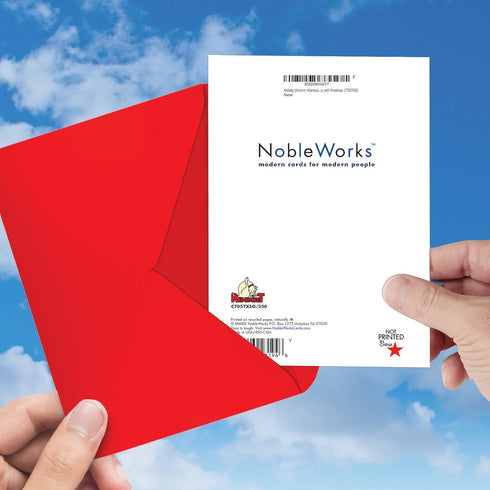 NobleWorks Merry Christmas Card with Envelope - Funny Animal Humor Kids Xmas Card for Holiday Greetings