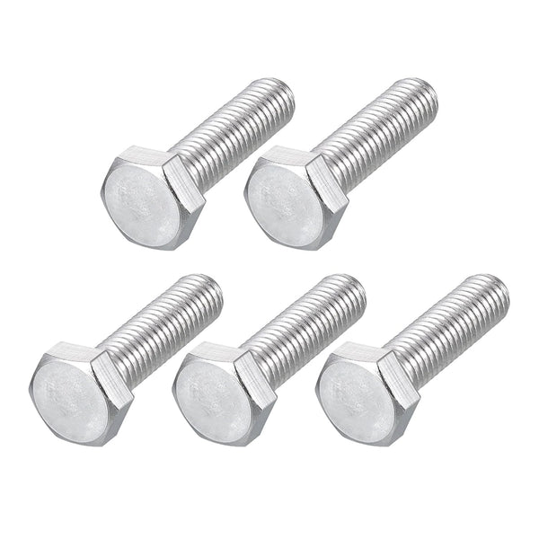 Hex Bolts (M8-1.25x30mm) 5Pcs, Fully Threaded Coarse Hex Head Screw Bolt Machine Screws - 316 Stainless Steel, Silver