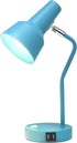 LD1072-CYN 15.2" Simple Designs Sleek Essentials Metal Cone Shade Desk Lamp with Adjustable Shade and Dual USB Ports