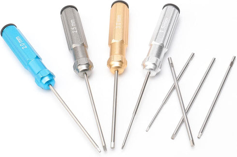 4Pcs RC Hex Screw Driver Kit, Hex Screw Nut Screwdrivers with Small Cross Wrenches Sleeve for RC Car Helicopter Models