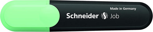 Schneider Job Pastel Highlighter, Chisel Tip, 1 + 5 mm, Black Barrel, Mint Ink, Box of 10 Highlighters (1524), Green