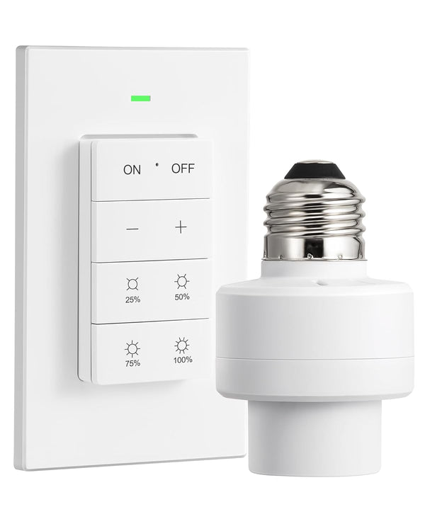 DEWENWILS Remote Control Light Socket with Dimmer, Wall Mounted Wireless Light Switch