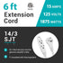 Clear Power 6 ft 3 Outlet Heavy Duty Flat Plug Extension Cord, 14/3 SJT for Small Tools and Appliances